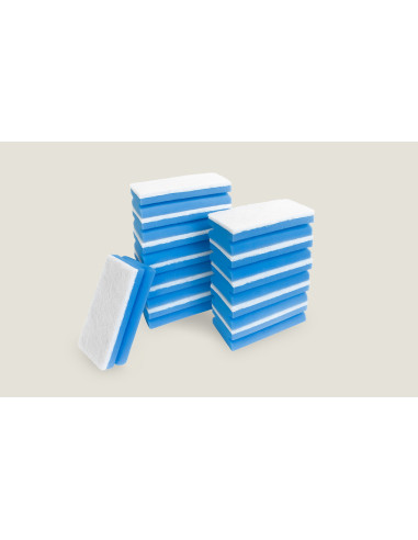 Estropajo Salvauñas Fibra Blanca/Azul 14x7x4-0,7 cm., Lote 6 Unidades