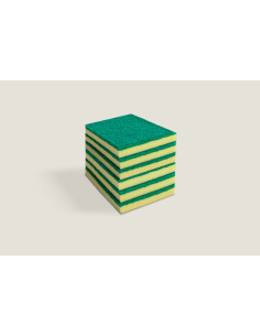 Estropajo Fibra Verde Con Esponja 14x9x2-0,7 cm., Lote 6...