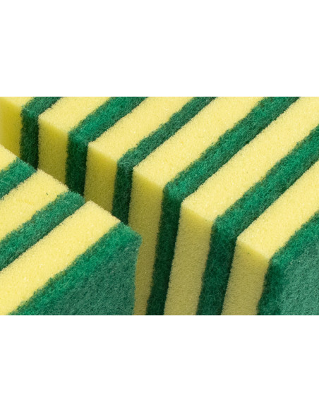 Estropajo Fibra Verde Con Esponja 14x9x2-0,7 cm., Lote 6 Unidades