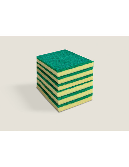 Estropajo fibra verde con esponja 14x9x2-0,7 cm. Experto, lote 6 unidades