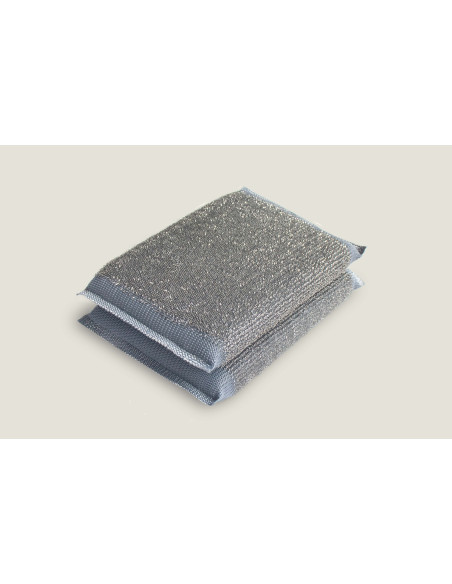Estropajo almohadilla acero inoxidable 14x9x1,8 cm., lote de 2 unidades
